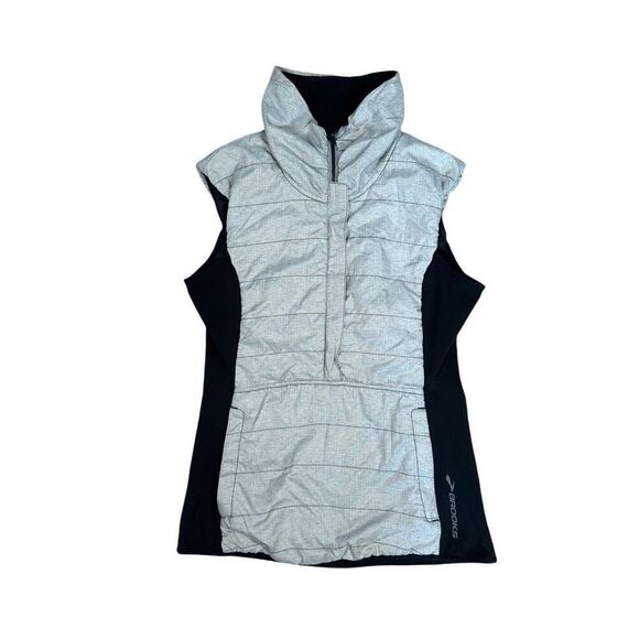 Brooks Running Half Zip Up Vest Gray/Black Thermo Cool Puffer Quilted Fleece XS - Picture 1 of 11